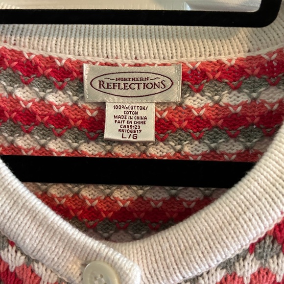 Pink,Red,Gray and White cardigan sweater - Picture 2 of 3